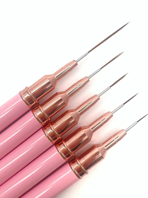 Kit de pinceles liner sintéticos con tapa (color rosado pastel)