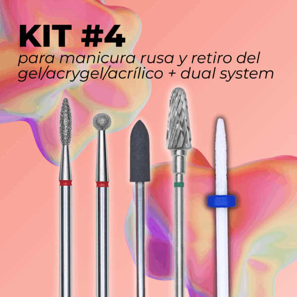 KIT #4 para manicura rusa y retiro del gel/acrygel/acrílico + dual system