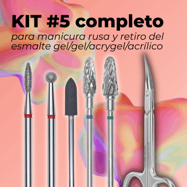 KIT #5 COMPLETO para manicura rusa y retiro del gel/acrygel/acrílico con TIJERA EXPERT 50/1