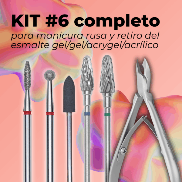 KIT #6 COMPLETO para manicura rusa y retiro del gel/acrygel/acrílico con ALICATE SMART 10, 5MM
