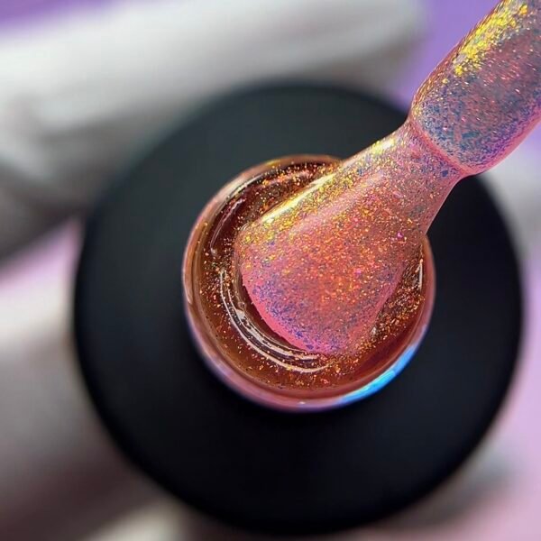 RN RUSSIAN NAILS TOP COAT con efecto 10ml/0.3oz (tono 02, efecto “unicornio” dorado + rosado)