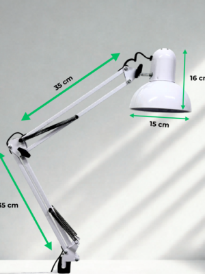 Lámpara de mesa color blanco con soporte (brazo largo)
