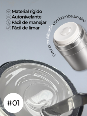RN RUSSIAN NAILS Liquid Builder Gel 30g (tono 01, transparente), frasco AIRLESS