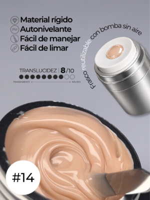 RN RUSSIAN NAILS Liquid Builder Gel 30g (tono 14), frasco AIRLESS