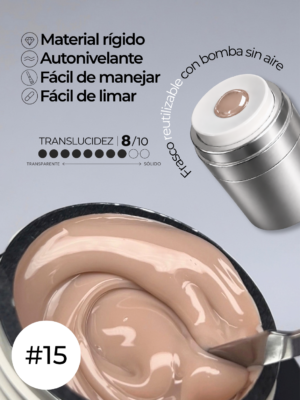 RN RUSSIAN NAILS Liquid Builder Gel 30g (tono 15), frasco AIRLESS