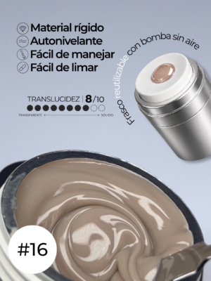 RN RUSSIAN NAILS Liquid Builder Gel 30g (tono 16), frasco AIRLESS