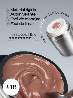 RN RUSSIAN NAILS Liquid Builder Gel 30g (tono 18), frasco AIRLESS