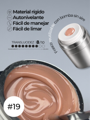 RN RUSSIAN NAILS Liquid Builder Gel 30g (tono 19), frasco AIRLESS