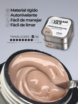 RN RUSSIAN NAILS Liquid Builder Gel 30g (tono 15), frasco convencional