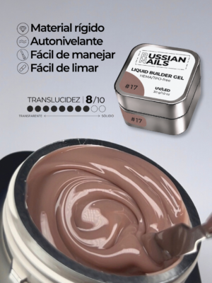 RN RUSSIAN NAILS Liquid Builder Gel 30g (tono 17), frasco convencional