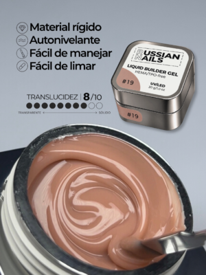 RN RUSSIAN NAILS Liquid Builder Gel 30g (tono 19), frasco convencional
