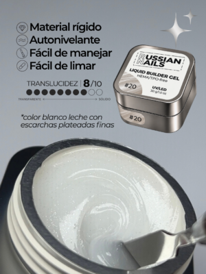 RN RUSSIAN NAILS Liquid Builder Gel 30g (tono 20), frasco convencional