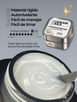 RN RUSSIAN NAILS Liquid Builder Gel 30g (tono 21), frasco convencional