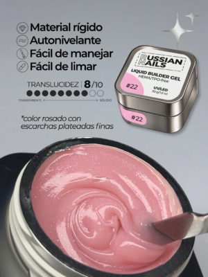 RN RUSSIAN NAILS Liquid Builder Gel 30g (tono 22), frasco convencional