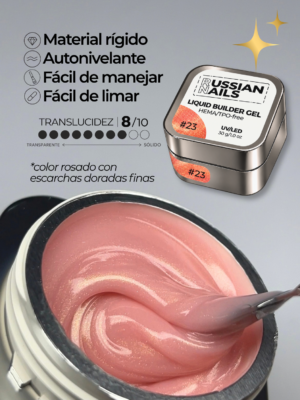 RN RUSSIAN NAILS Liquid Builder Gel 30g (tono 23), frasco convencional