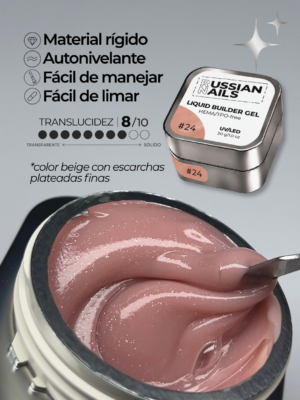 RN RUSSIAN NAILS Liquid Builder Gel 30g (tono 24), frasco convencional