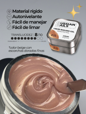 RN RUSSIAN NAILS Liquid Builder Gel 30g (tono 25), frasco convencional
