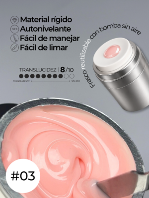 RN RUSSIAN NAILS Liquid Builder Gel 30g (tono 03), frasco AIRLESS