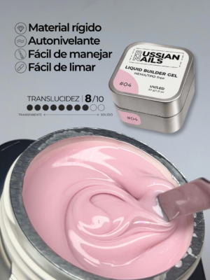 RN RUSSIAN NAILS Liquid Builder Gel 30g (tono 04), frasco convencional