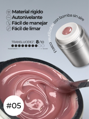 RN RUSSIAN NAILS Liquid Builder Gel 30g (tono 05), frasco AIRLESS