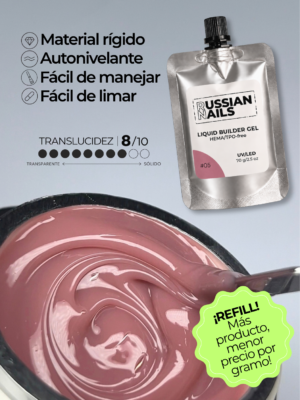 RN RUSSIAN NAILS Liquid Builder Gel 70g (tono 05), bolsa REFILL