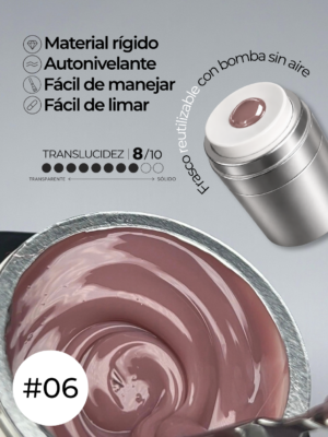 RN RUSSIAN NAILS Liquid Builder Gel 30g (tono 06), frasco AIRLESS