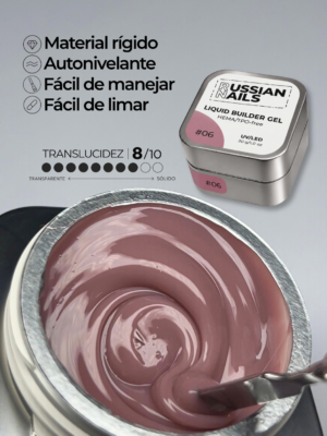 RN RUSSIAN NAILS Liquid Builder Gel 30g (tono 06), frasco convencional