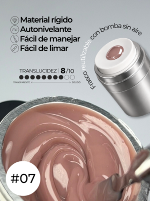 RN RUSSIAN NAILS Liquid Builder Gel 30g (tono 07), frasco AIRLESS