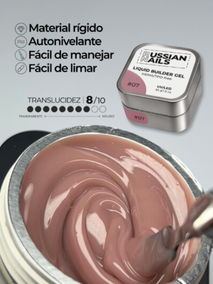 RN RUSSIAN NAILS Liquid Builder Gel 30g (tono 07), frasco convencional
