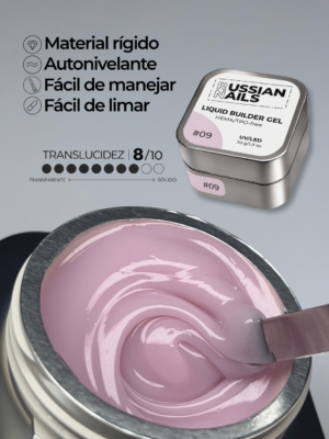 RN RUSSIAN NAILS Liquid Builder Gel 30g (tono 09), frasco convencional