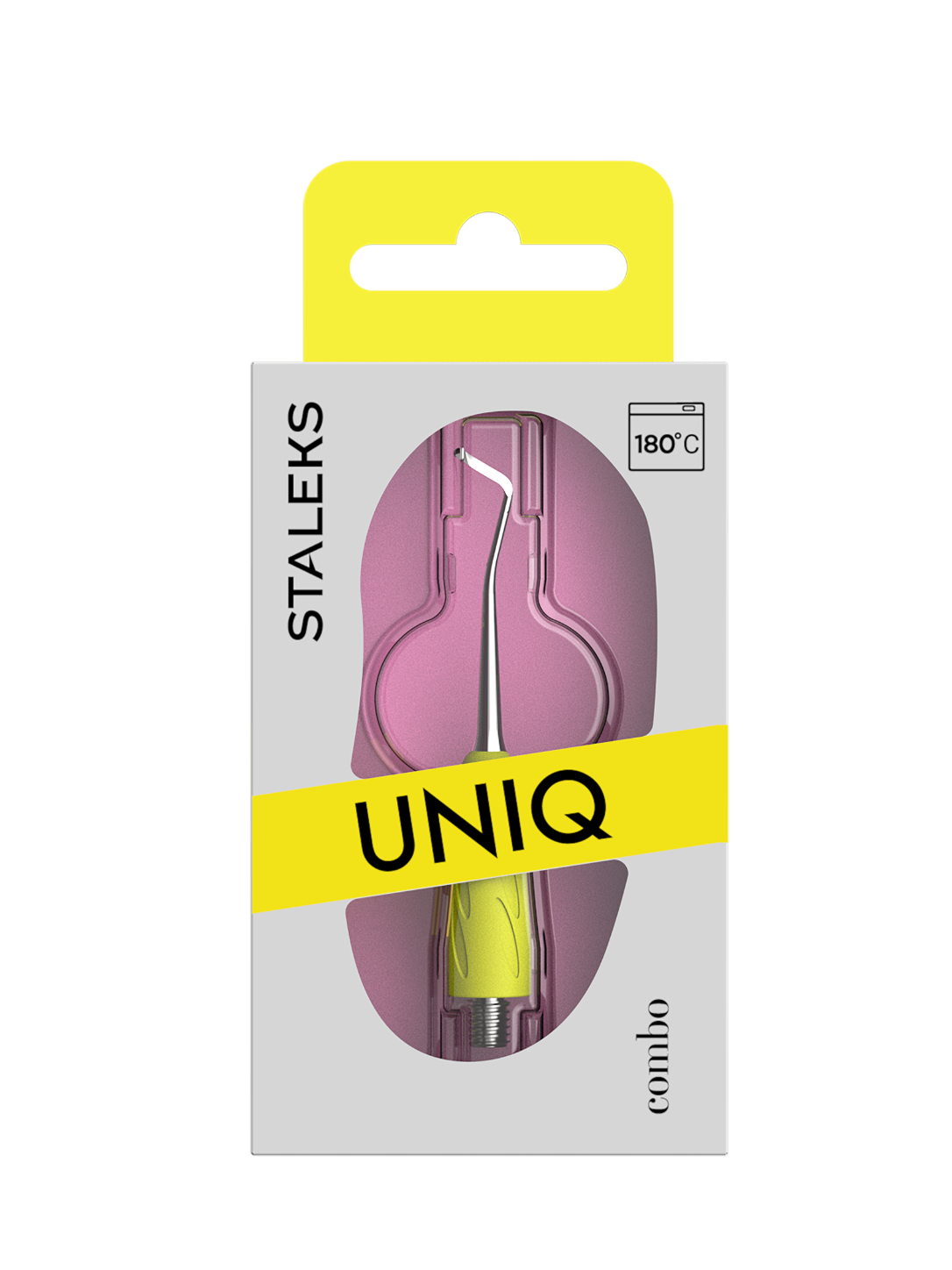 STALEKS PRO Cabeza para pusher UNIQ COMBO 32 (cureta curvada a la derecha), coor amarillo